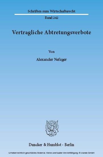 Vertragliche Abtretungsverbote. main product photo
