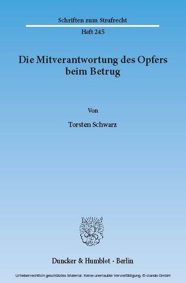 Die Mitverantwortung des Opfers beim Betrug. main product photo