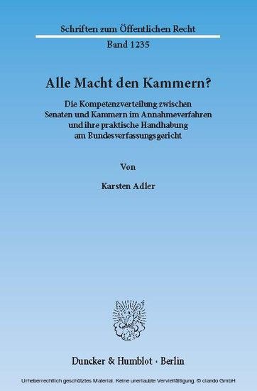 Alle Macht den Kammern? main product photo