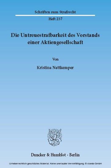 Die Untreuestrafbarkeit des Vorstands einer Aktiengesellschaft. main product photo