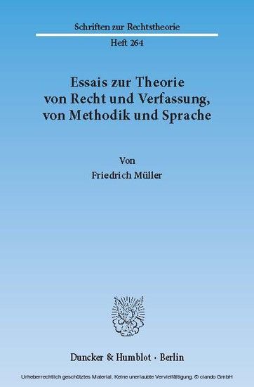 Essais zur Theorie von Recht und Verfassung, von Methodik und Sprache. main product photo