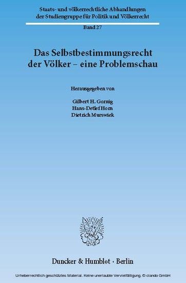 Das Selbstbestimmungsrecht der Völker - eine Problemschau. main product photo