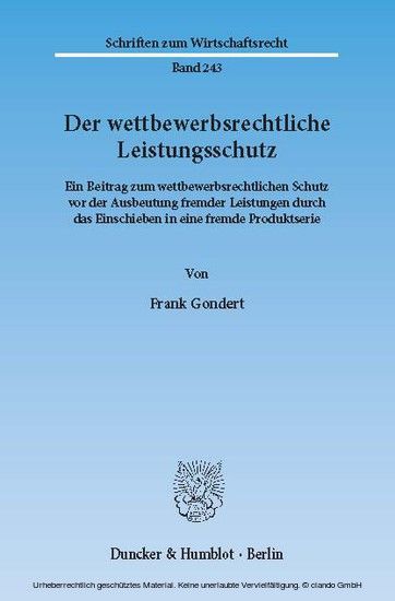 Der wettbewerbsrechtliche Leistungsschutz. main product photo