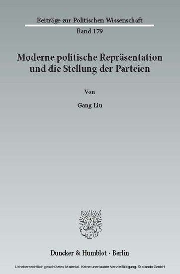 Moderne politische Repräsentation und die Stellung der Parteien. main product photo