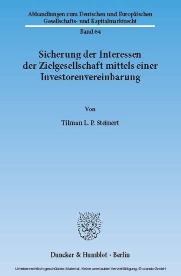 Sicherung der Interessen der Zielgesellschaft mittels einer Investorenvereinbarung. main product photo