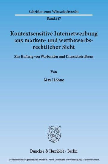 Kontextsensitive Internetwerbung aus marken- und wettbewerbsrechtlicher Sicht. main product photo