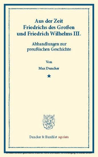 Aus der Zeit Friedrichs des Großen und Friedrich Wilhelms III. main product photo