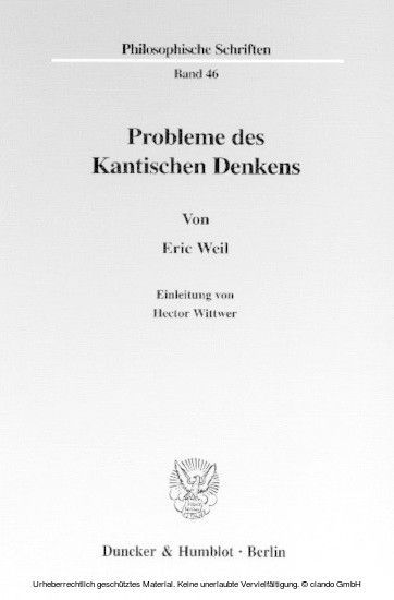 Probleme des Kantischen Denkens. main product photo