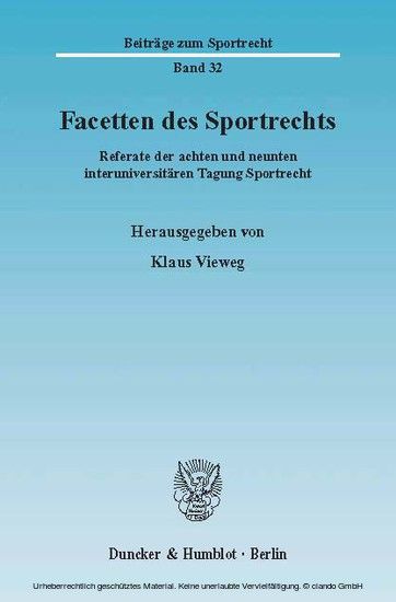 Facetten des Sportrechts. main product photo