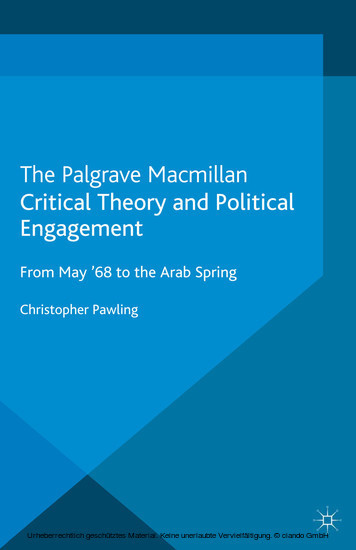 Critical Theory and Political Engagement main product photo