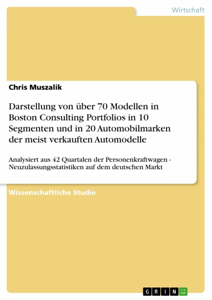 Darstellung von über 70 Modellen in Boston Consulting Portfolios in 10 Segmenten und in 20 Automobilmarken der meist verkauften Automodelle main product photo