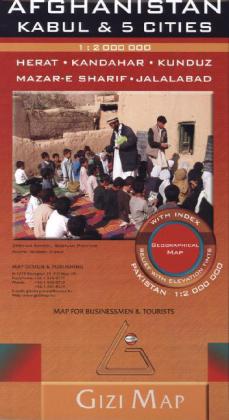 Gizi Map Afghanistan, Kabul & 5 Cities, Geographical Map main product photo