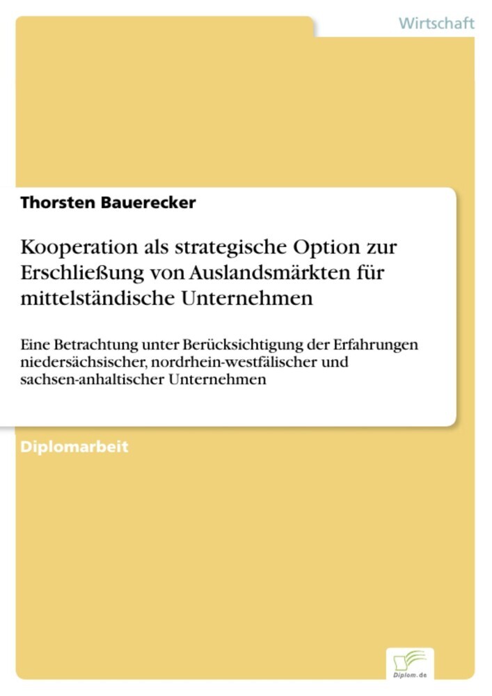 Kooperation als strategische Option zur Erschließung von Auslandsmärkten für mittelständische Unternehmen main product photo
