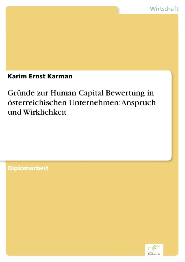 Gründe zur Human Capital Bewertung in österreichischen Unternehmen: Anspruch und Wirklichkeit main product photo