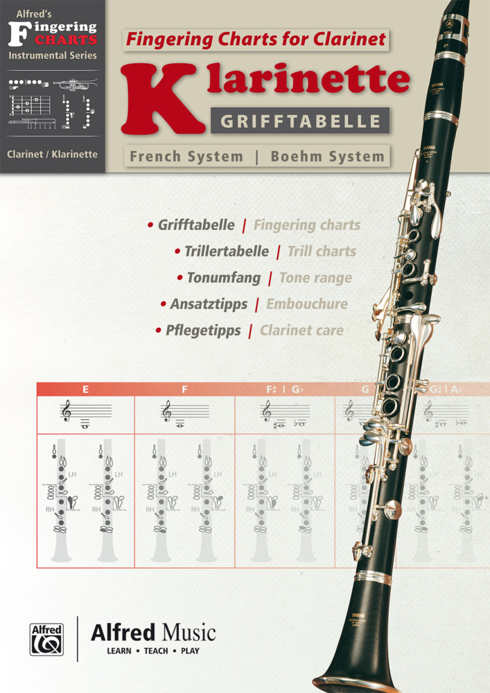Alfred's Fingering Charts Instrumental Series / Grifftabelle Klarinette Boehm System | Fingering Charts for Bb-Clarinet French System main product photo