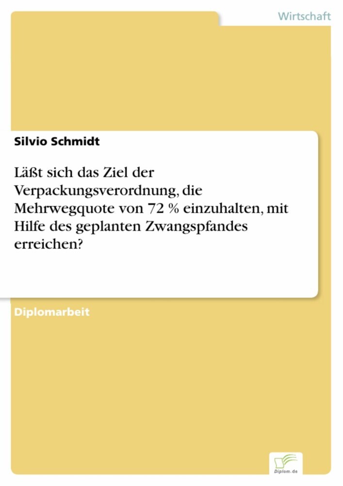 Läßt sich das Ziel der Verpackungsverordnung, die Mehrwegquote von 72 % einzuhalten, mit Hilfe des geplanten Zwangspfandes erreichen? main product photo