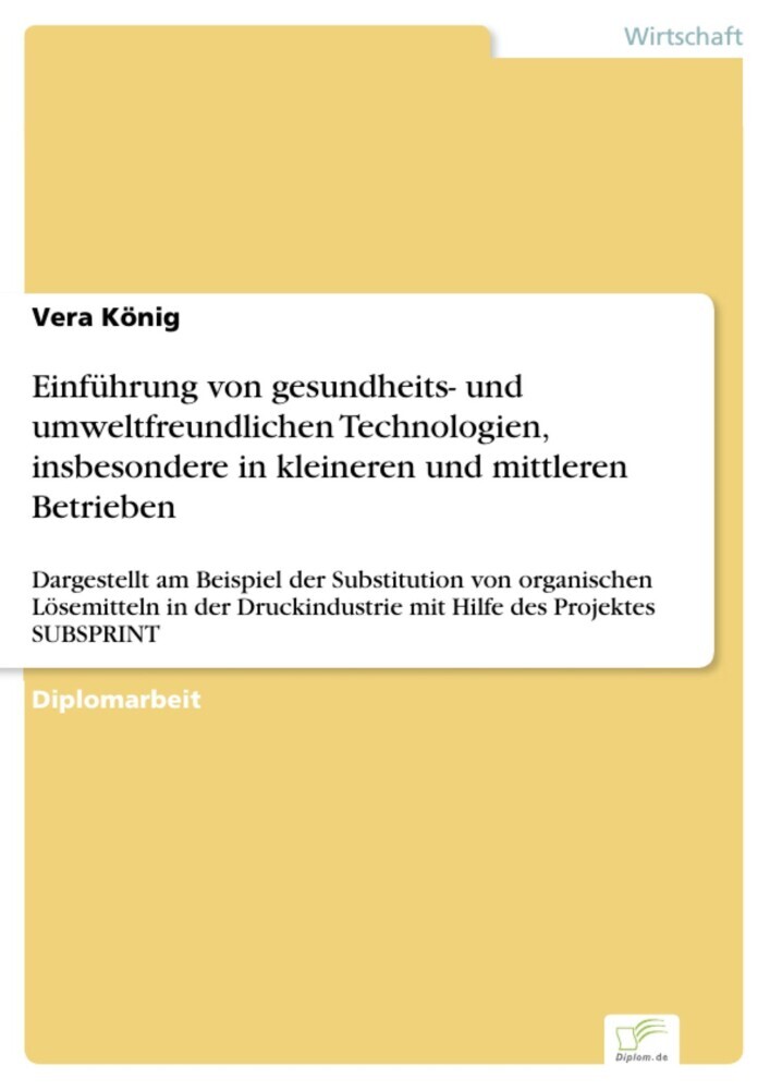 Einführung von gesundheits- und umweltfreundlichen Technologien, insbesondere in kleineren und mittleren Betrieben main product photo
