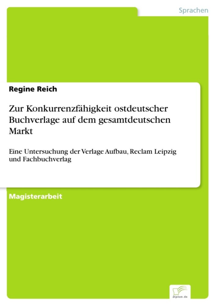 Zur Konkurrenzfähigkeit ostdeutscher Buchverlage auf dem gesamtdeutschen Markt main product photo