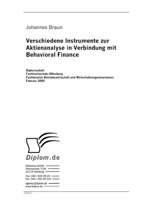 Verschiedene Instrumente zur Aktienanalyse in Verbindung mit Behavioral Finance main product photo