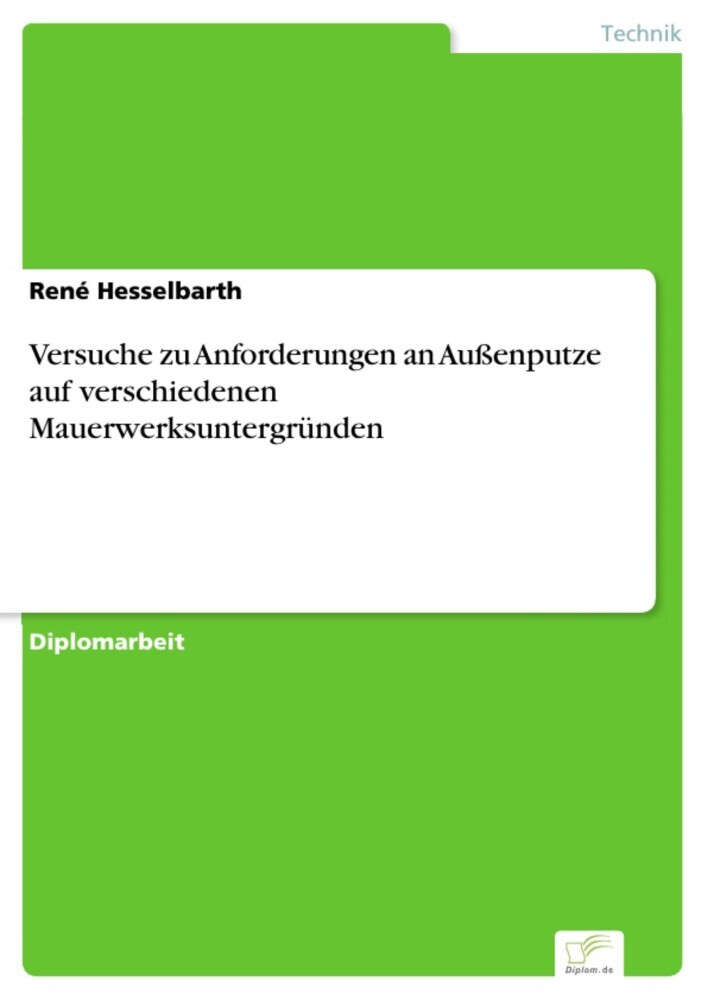 Versuche zu Anforderungen an Außenputze auf verschiedenen Mauerwerksuntergründen main product photo