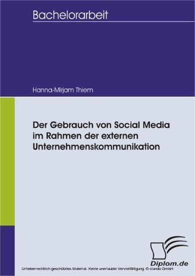 Der Gebrauch von Social Media im Rahmen der externen Unternehmenskommunikation main product photo
