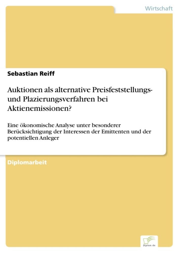 Auktionen als alternative Preisfeststellungs- und Plazierungsverfahren bei Aktienemissionen? main product photo