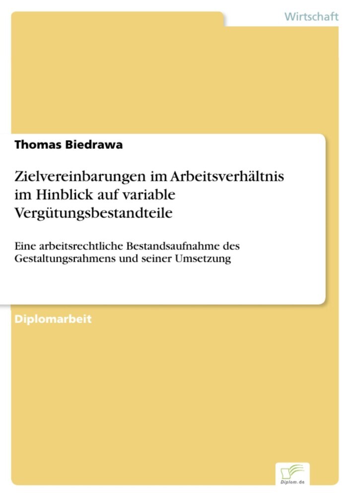 Zielvereinbarungen im Arbeitsverhältnis im Hinblick auf variable Vergütungsbestandteile main product photo