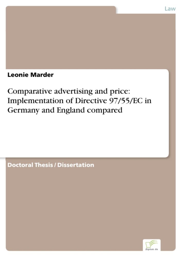 Comparative advertising and price: Implementation of Directive 97/55/EC in Germany and England compared main product photo