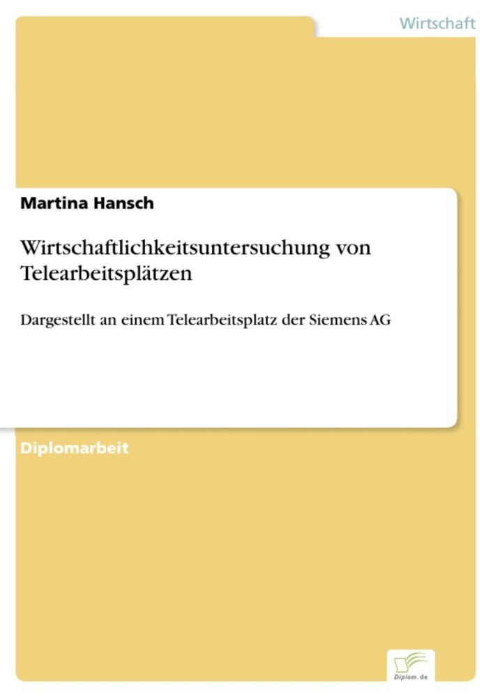 Wirtschaftlichkeitsuntersuchung von Telearbeitsplätzen main product photo