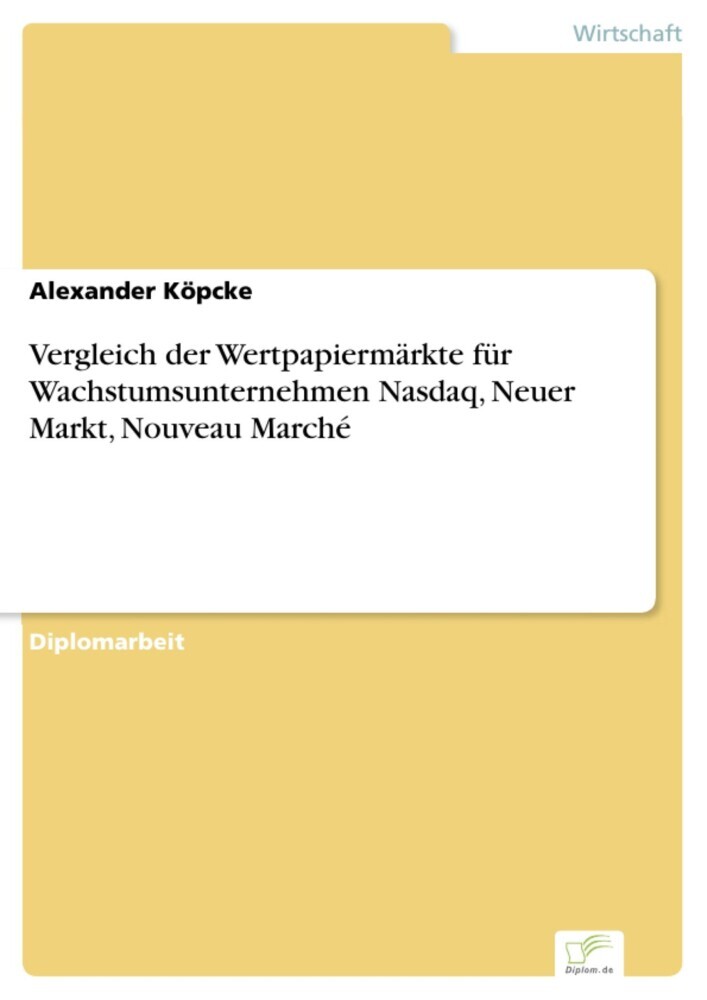 Vergleich der Wertpapiermärkte für Wachstumsunternehmen Nasdaq, Neuer Markt, Nouveau Marché main product photo
