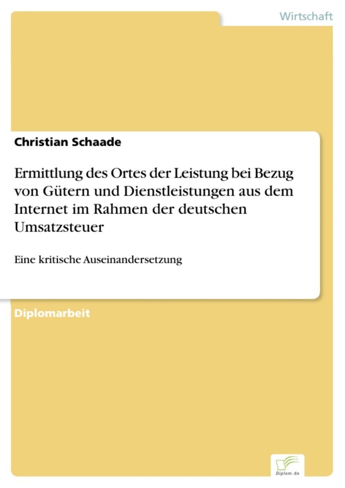 Ermittlung des Ortes der Leistung bei Bezug von Gütern und Dienstleistungen aus dem Internet im Rahmen der deutschen Umsatzsteuer main product photo