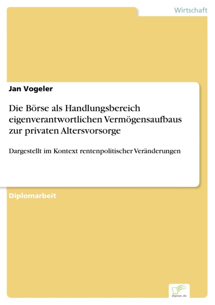 Die Börse als Handlungsbereich eigenverantwortlichen Vermögensaufbaus zur privaten Altersvorsorge main product photo
