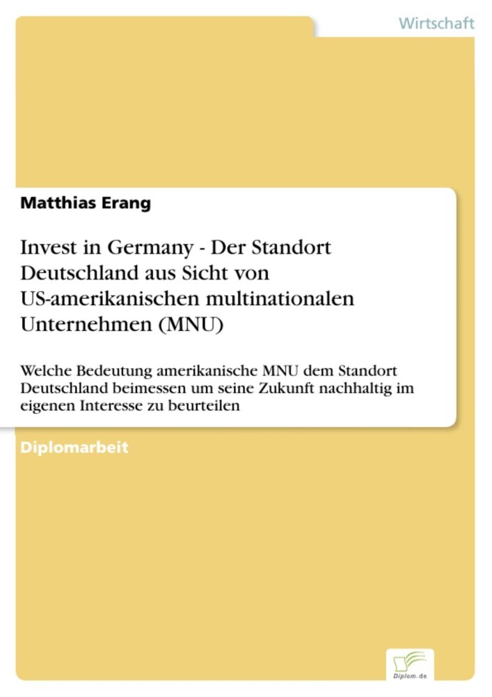 Invest in Germany - Der Standort Deutschland aus Sicht von US-amerikanischen multinationalen Unternehmen (MNU) main product photo