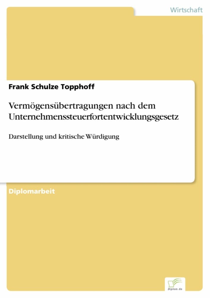 Vermögensübertragungen nach dem Unternehmenssteuerfortentwicklungsgesetz main product photo