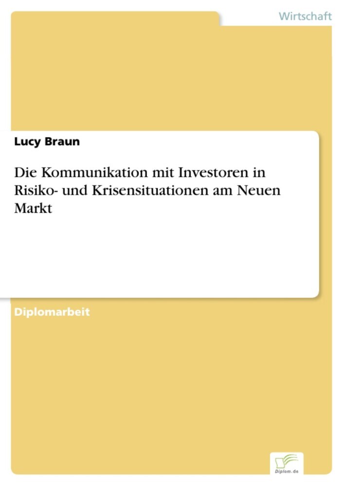 Die Kommunikation mit Investoren in Risiko- und Krisensituationen am Neuen Markt main product photo