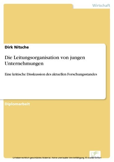 Die Leitungsorganisation von jungen Unternehmungen main product photo
