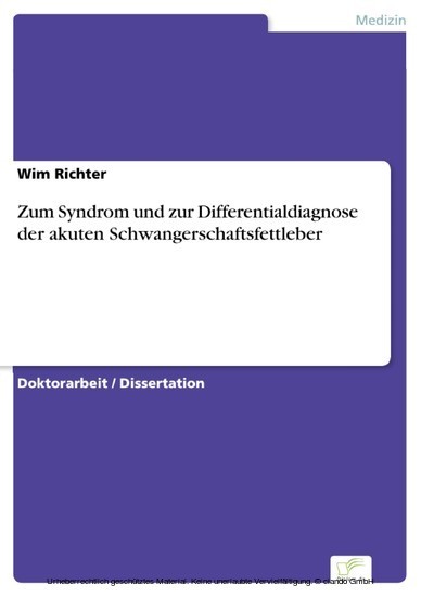 Zum Syndrom und zur Differentialdiagnose der akuten Schwangerschaftsfettleber main product photo