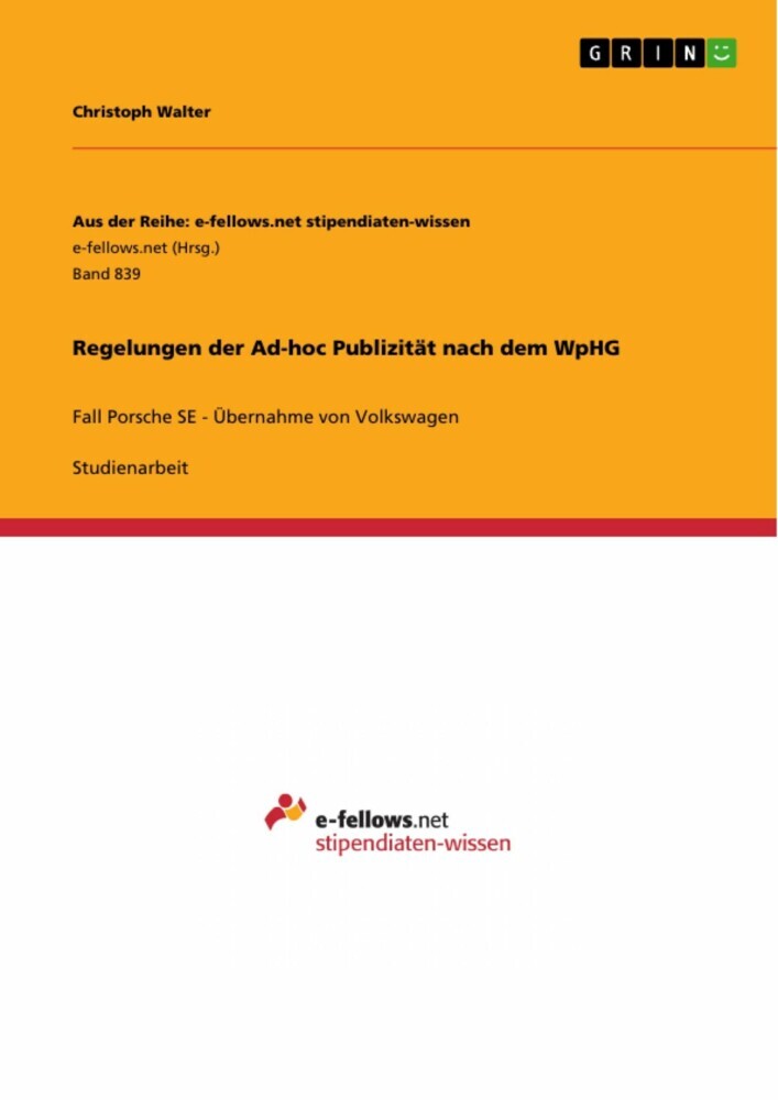 Regelungen der Ad-hoc Publizität nach dem WpHG main product photo