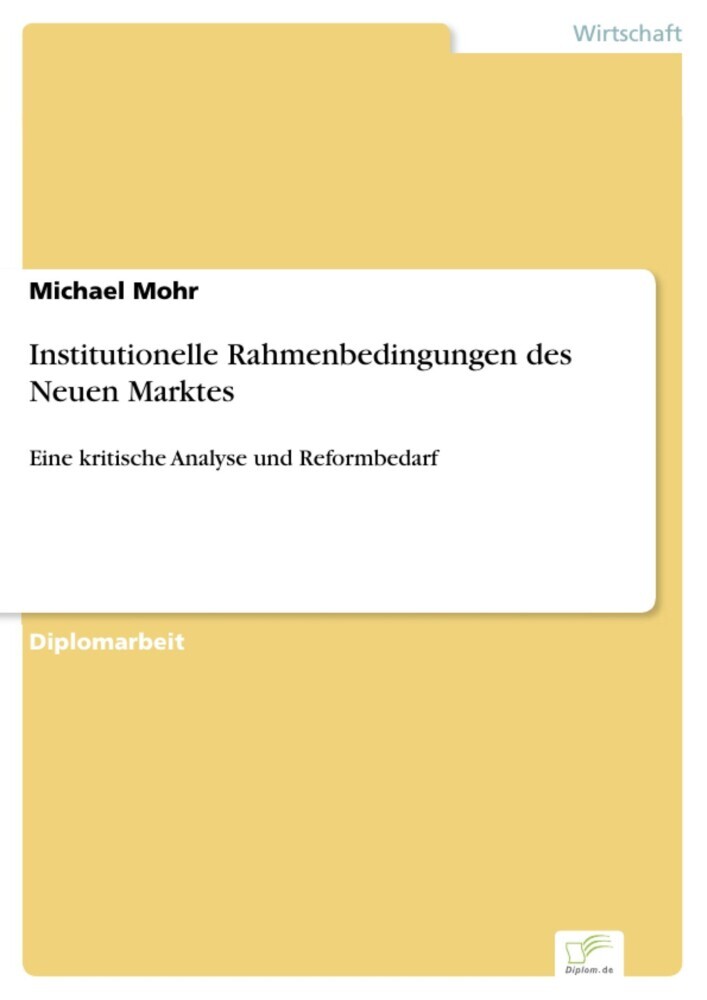 Institutionelle Rahmenbedingungen des Neuen Marktes main product photo