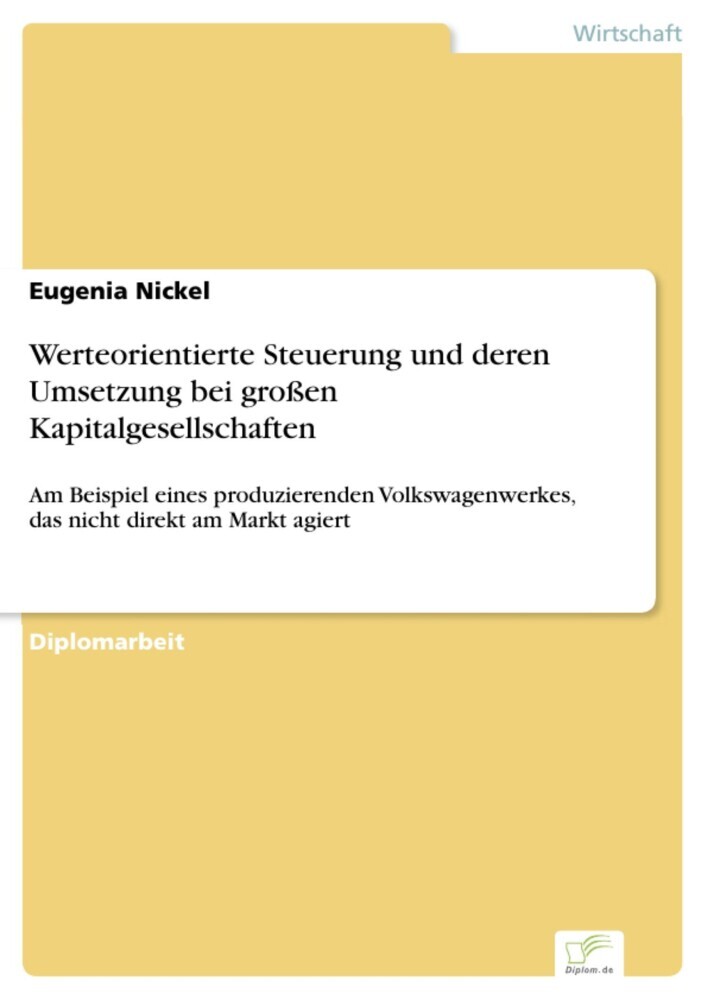 Werteorientierte Steuerung und deren Umsetzung bei großen Kapitalgesellschaften main product photo