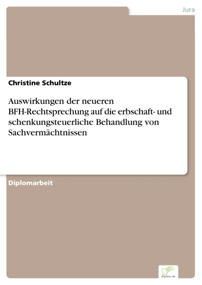 Auswirkungen der neueren BFH-Rechtsprechung auf die erbschaft- und schenkungsteuerliche Behandlung von Sachvermächtnissen main product photo