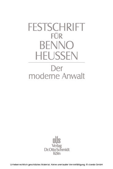 Festschrift für Benno Heussen main product photo