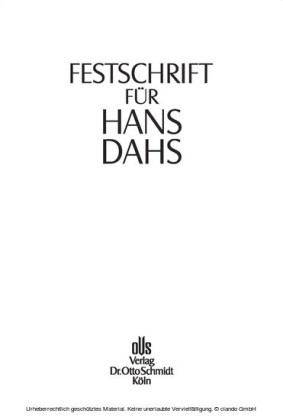 Festschrift für Hans Dahs