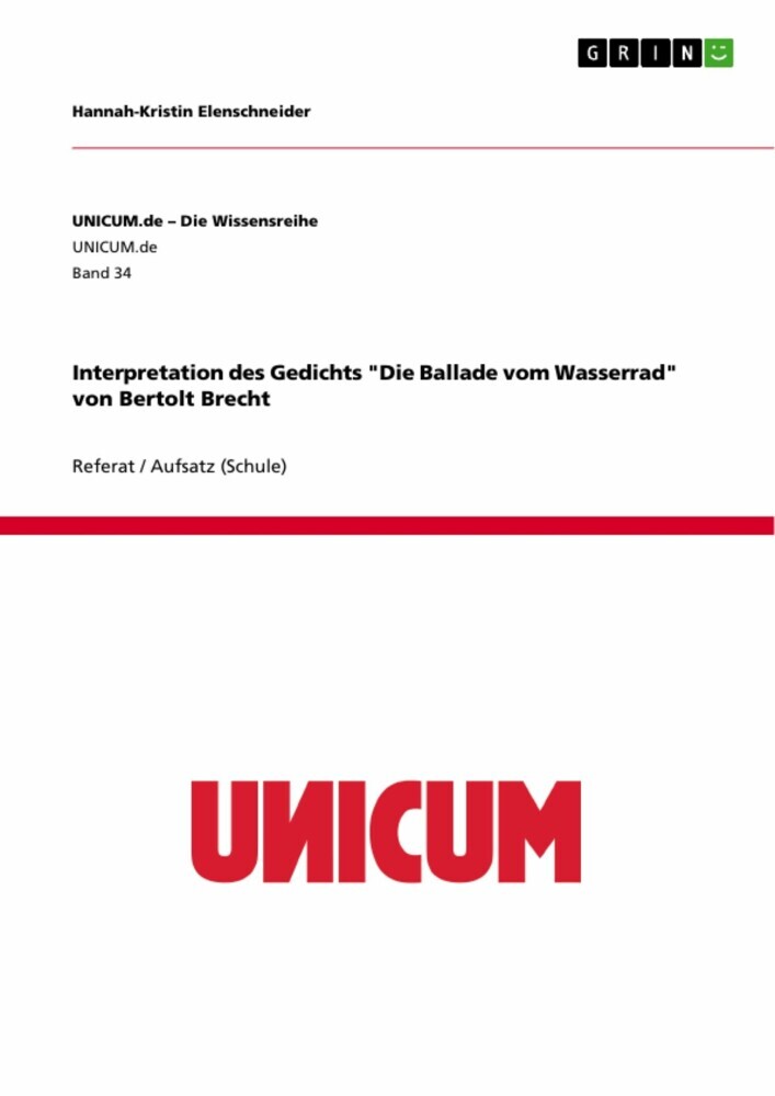 Interpretation des Gedichts 'Die Ballade vom Wasserrad' von Bertolt Brecht main product photo