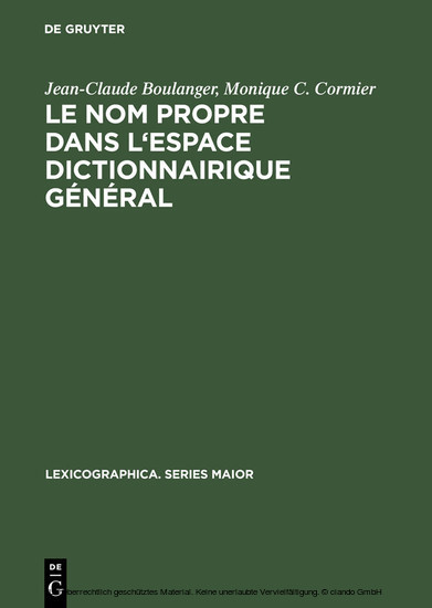 Le nom propre dans l'espace dictionnairique général main product photo