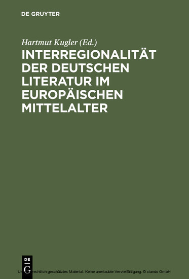 Interregionalität der deutschen Literatur im europäischen Mittelalter main product photo