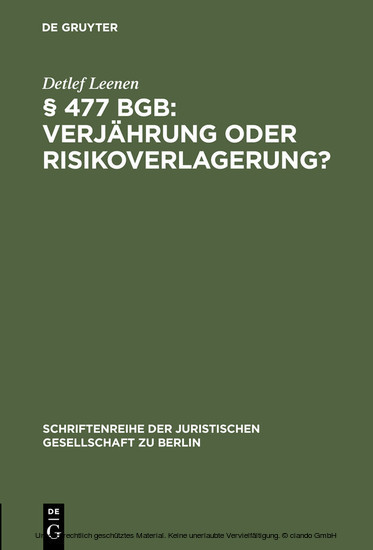 § 477 BGB: Verjährung oder Risikoverlagerung? main product photo