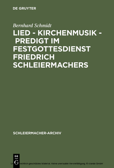 Lied - Kirchenmusik - Predigt im Festgottesdienst Friedrich Schleiermachers main product photo
