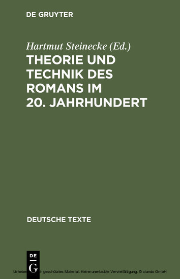 Theorie und Technik des Romans im 20. Jahrhundert main product photo