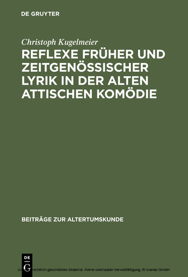 Reflexe früher und zeitgenössischer Lyrik in der alten attischen Komödie main product photo